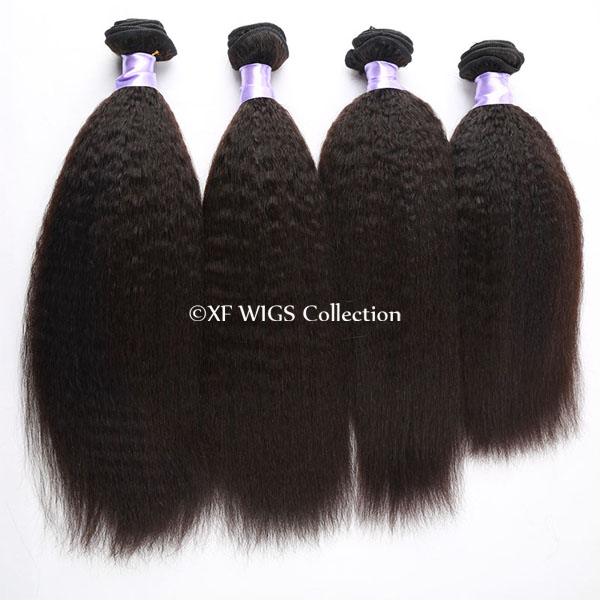 Brazilian Virgin Hair Kinky Straight Human Hair Weaves Yaki 10-30inch; Natural Black Kinky Straight Hair