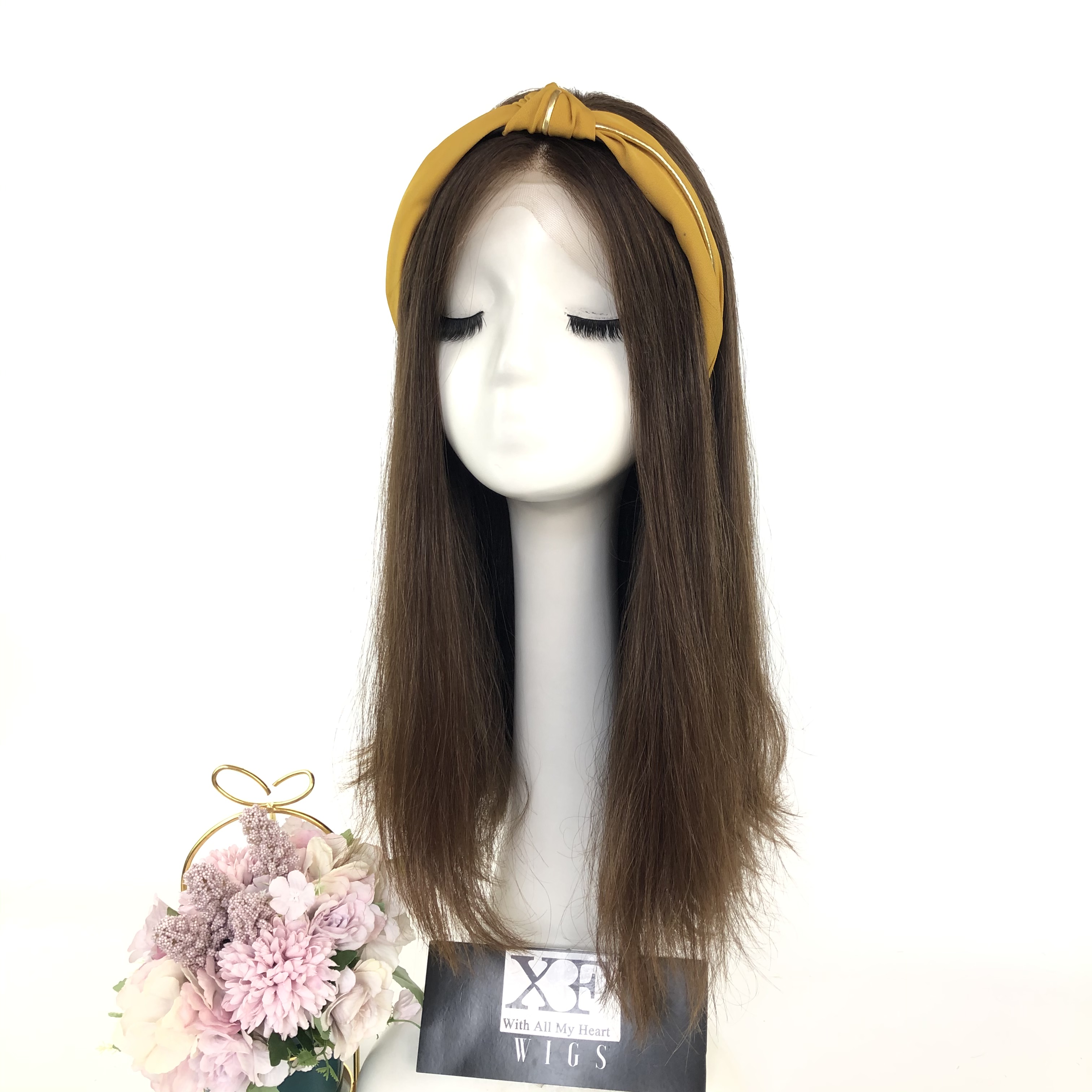 Natural looking light brown color Lace top sheitel wig