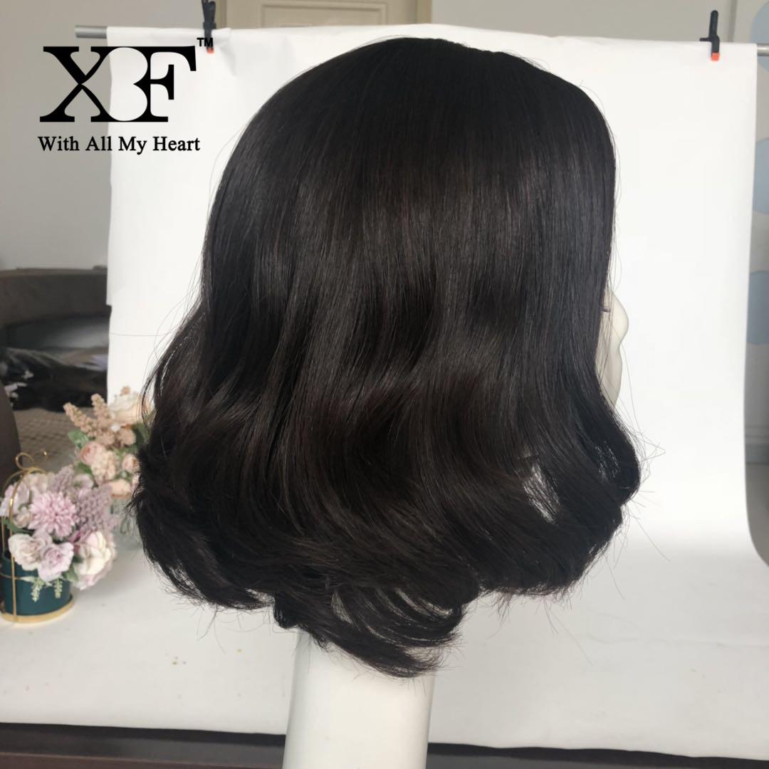 Natural stragiht skin top unprocessed Brazilian human hair for jewish wig