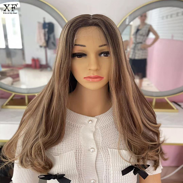 XF Wholesale Blonde Highlights Color Human Hair Lace Front Wigs